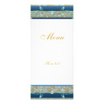Rack Menu Card Vintage Gold Teal Blue Floral Custom Rack Card