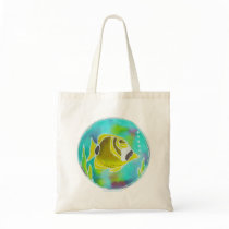 Racoon Butterfly Fish Batik Art Tote Bag