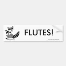 Racoon Playing the Flute Bumper Stickers