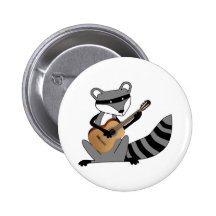 Racoon Playing the Guitar Button