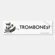Racoon Playing the Trombone Bumper Sticker