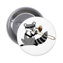 Racoon Playing the Trombone Button