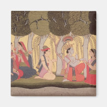 Radha and Krishna seated in a grove, Kulu Magnets