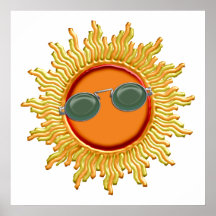 Radiant Sun with Sunglasses Poster