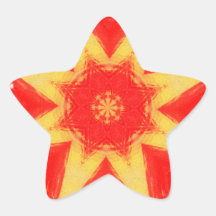 Radiating Sun in orange and Gold Sticker