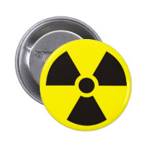 radioactive sign pinback button