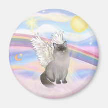 Ragdoll Cat (Blue Point) Angel - Clouds Magnets