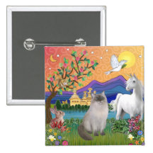 Ragdoll Cat (Blue Point) - Fantasy Land Pinback Buttons