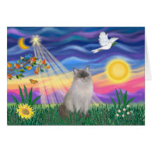 Ragdoll Cat (Blue Point) - Twilight Greeting Cards