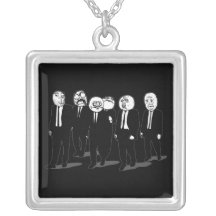rage comic meme faces walking personalized necklace