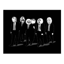 rage comic meme faces walking post card