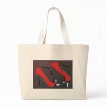 Raging Red Open Toed Stilettos Canvas Bag