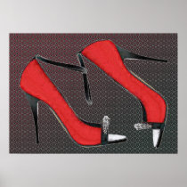 Raging Red Open Toed Stilettos Poster