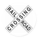 RAIL ROAD CROSSING ROUND STICKER