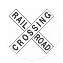 RAIL ROAD CROSSING ROUND STICKER