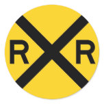 Railroad Crossing Sign Round Stickers