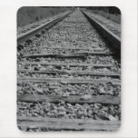Railroad tracks black and white mousepad gift idea