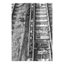 Railroad Tracks, Black and White Picture. Custom Invites