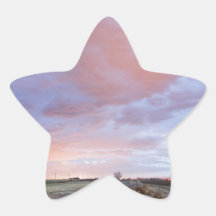 Railroad Tracks Into the Sunset Star Stickers
