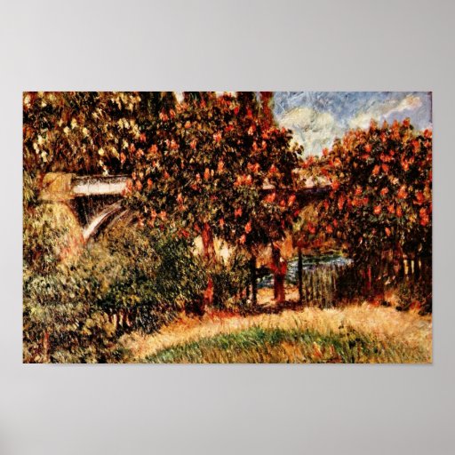 Railway Bridge At Chatou (The Pink Chestnut Trees) Poster