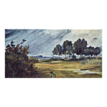 Rain Landscape By Busch Wilhelm (Best Quality) Custom Photo Card