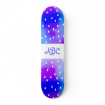 Rain with blue and purple cloudy sky. custom skateboard