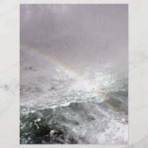 Rainbow above waterfalls flyer design