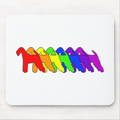 Rainbow Airedale Terrier Mouse Pads by dogwiregifts