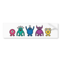 Rainbow Alien Monsters Bumper Sticker