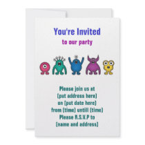 Rainbow Alien Monsters Invitations
