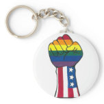 rainbow/American flag fist keychains