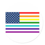 Rainbow American Flag Round Sticker