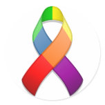 Rainbow Awareness Ribbon II Round Sticker
