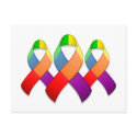 Rainbow Awareness Ribbon II Trio Postcard