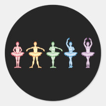 Rainbow Ballerinas Round Sticker