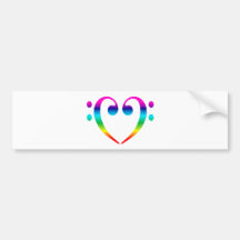 Rainbow Bass Clef Heart Bumper Sticker