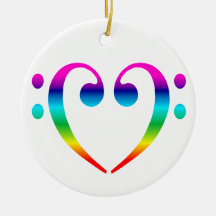 Rainbow Bass Clef Heart Ornament