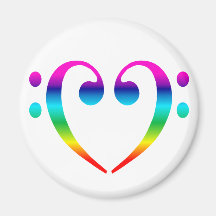 Rainbow Bass Clef Heart Refrigerator Magnet