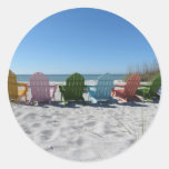 Rainbow Beach Round Stickers