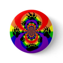 Rainbow Bear Paw Polar Inversion Pinback Buttons