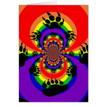 Rainbow Bear Paw Polar Inversion Greeting Cards