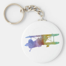 Rainbow Biplane Key Chain