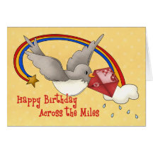 Rainbow Bird Across the Miles Greeting Cards