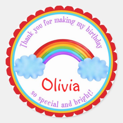 Rainbow Birthday Favour stickers