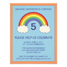 Rainbow Birthday Party Invitations