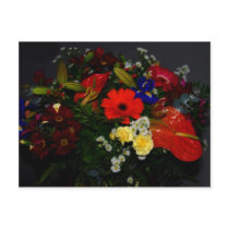 Rainbow bouquet of flowers postcards