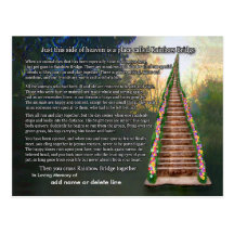Rainbow Bridge Poem Sympathy Card Postcards