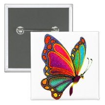 Rainbow Butterfly Pinback Button