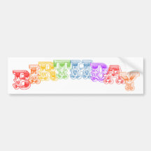 Rainbow Circus Fun "Birthday" Boy or Girl Bumper Stickers