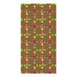 Rainbow Colour Flowers. Pattern on Brown. Picture Card